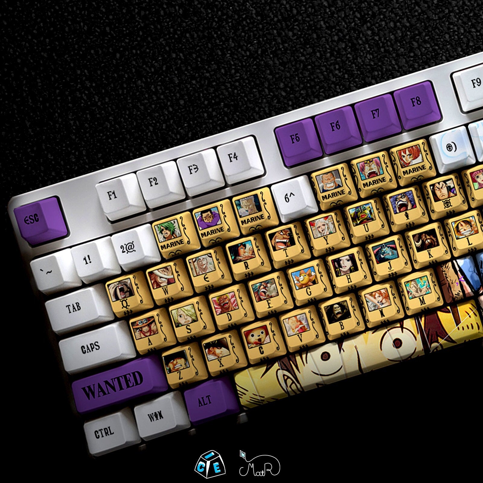 123 Keys Pirates' Wanted Posters Theme keycap, Hito Hito no Mi Model: Nika Keycaps, Wanted Poster Handmade Keycap Gift Decor For Gaming room