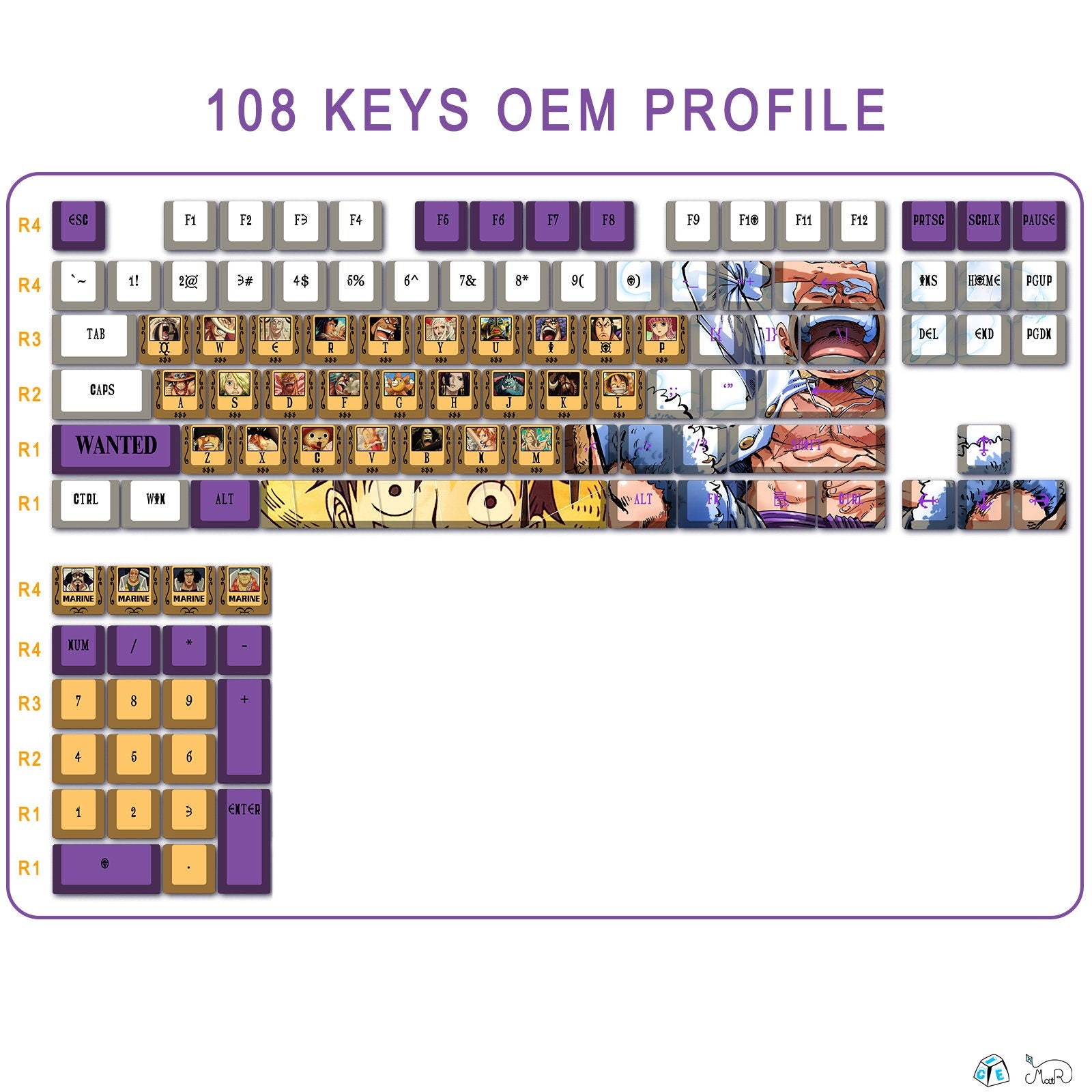 123 Keys Pirates' Wanted Posters Theme keycap, Hito Hito no Mi Model: Nika Keycaps, Wanted Poster Handmade Keycap Gift Decor For Gaming room