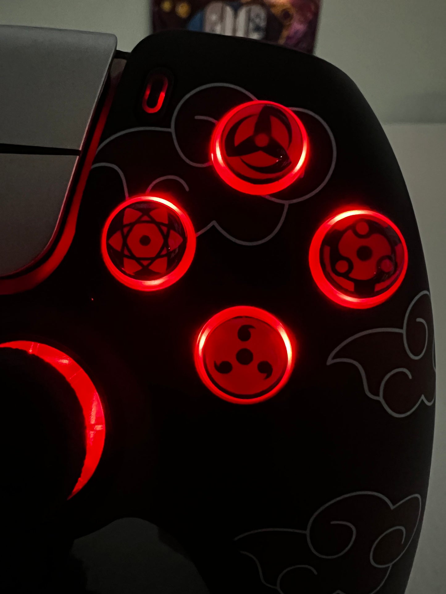 Anime Manga - Red Clouds - RGB LED - Custom Wireless Controller for PS5 Or PC