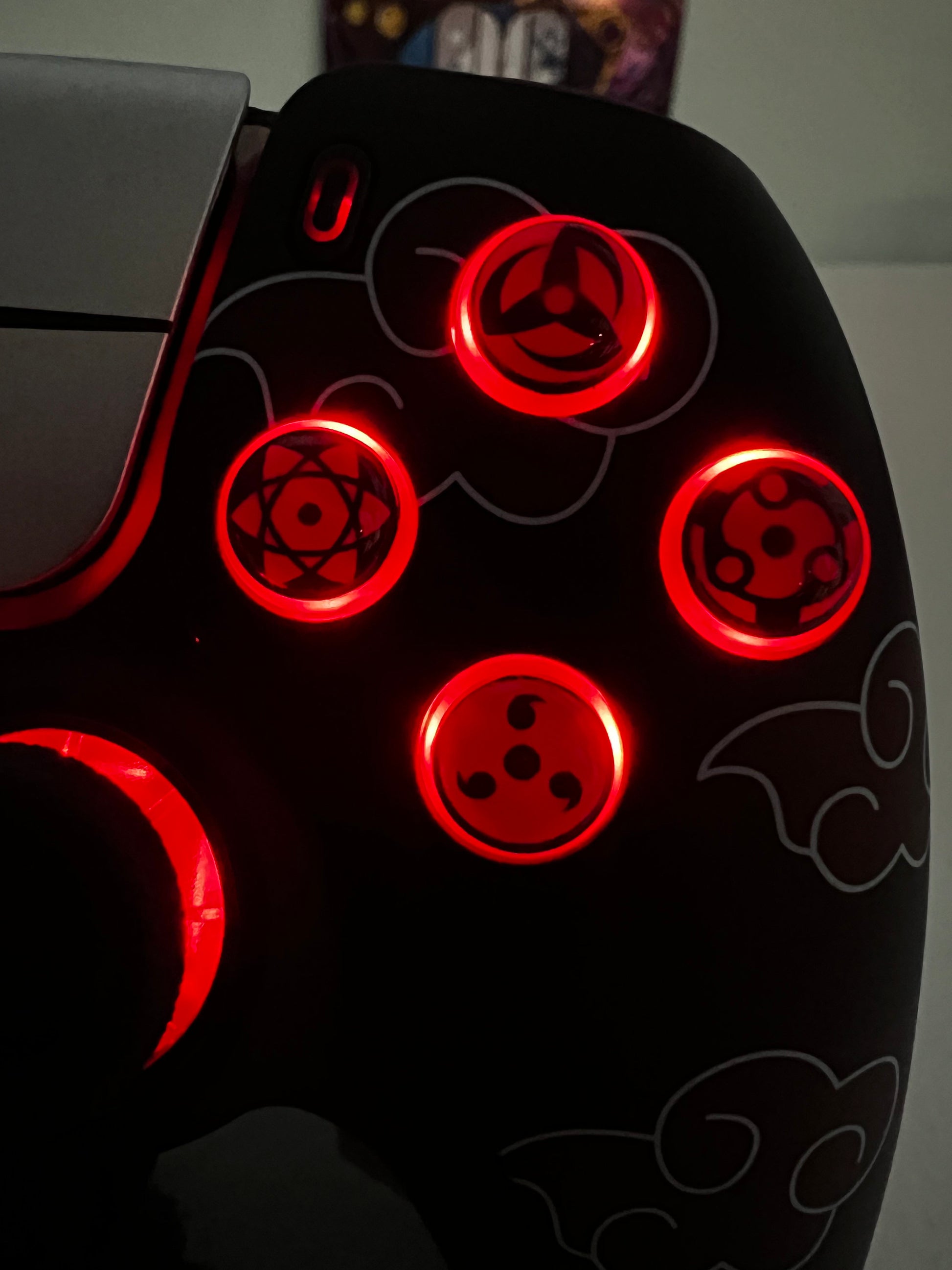 Anime Manga - Red Clouds - RGB LED - Custom Wireless Controller for PS5 Or PC